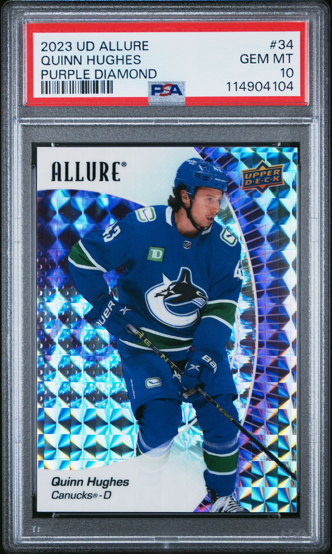 2023 Upper Deck UPPER DECK ALLURE PURPLE DIAMOND #34 Quinn Hughes front
