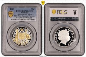 2016 50C Selective Gilt Silver 50th Ann. Decimal Currency PR70DCAM
