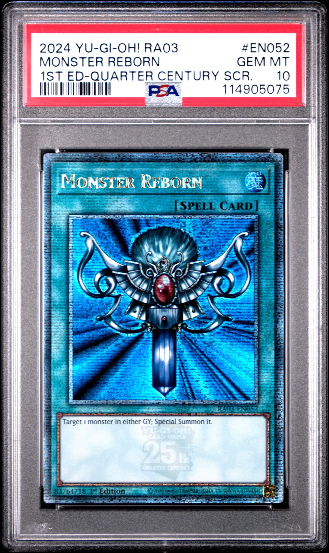 2024 Yu-Gi-Oh! YU-GI-OH! RA03-QUARTER CENTURY BONANZA 1ST ED-QUARTER CENTURY SCR. #EN052 Monster Reborn front