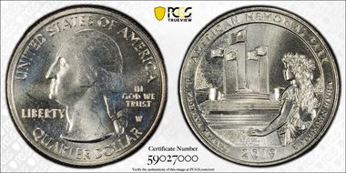 2019-W 25C American Memorial NP MS65