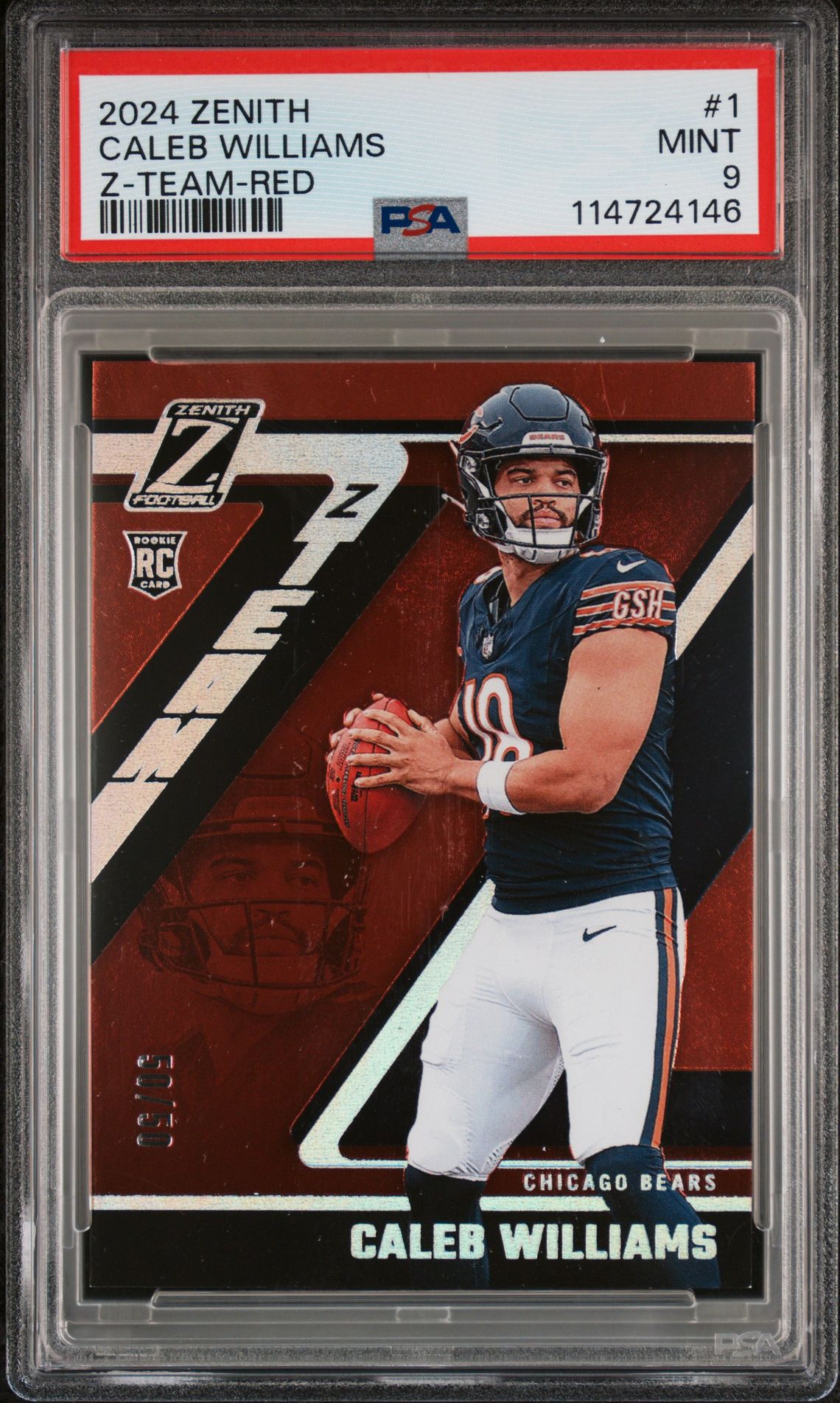 2024 Panini Zenith Z-Team Caleb Williams #1 (Z-Team-Red) Mint 9 front