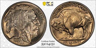 1938-D 5C Buffalo MS65