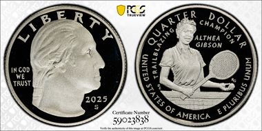 2025-S 25C Althea Gibson Silver First Strike PR70DCAM