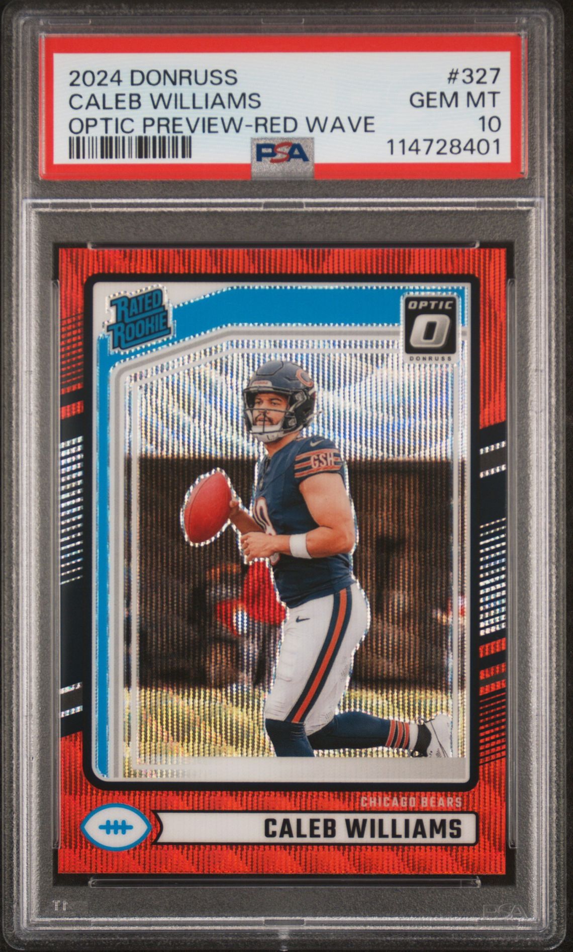 2024 Panini Donruss Caleb Williams #327 (Optic Preview-Red Wave) Gem Mt 10 front