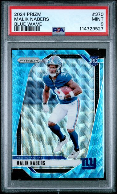 2024 Panini Prizm Malik Nabers #370 (Blue Wave) Mint 9 front