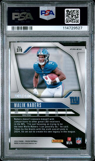 2024 Panini Prizm Malik Nabers #370 (Blue Wave) Mint 9 back