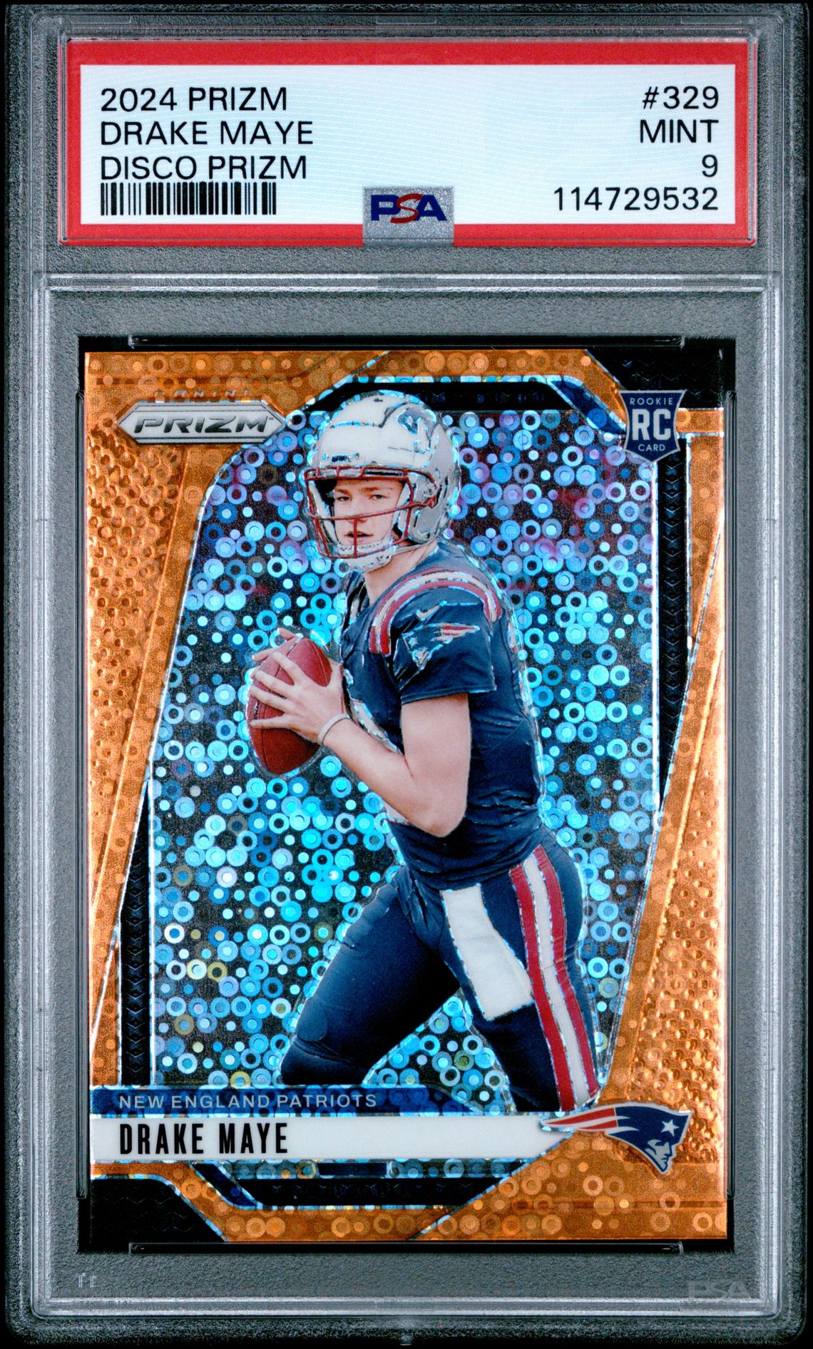 2024 Panini Prizm Drake Maye #329 (Disco Prizm) Mint 9 front