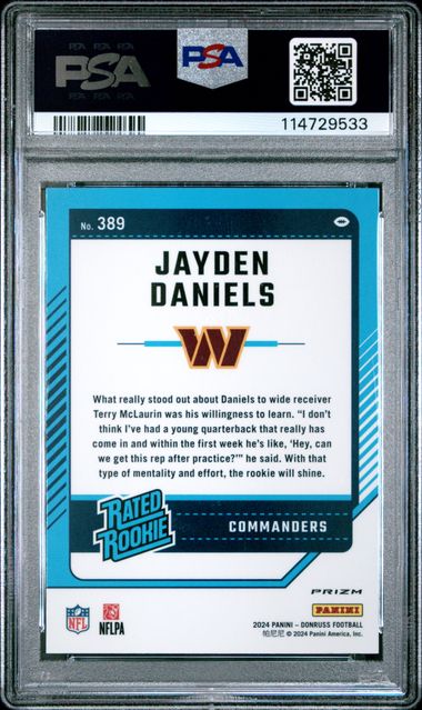 2024 Panini Donruss Jayden Daniels #389 (Optic Preview-Blue Scope) Nm-Mt 8 back