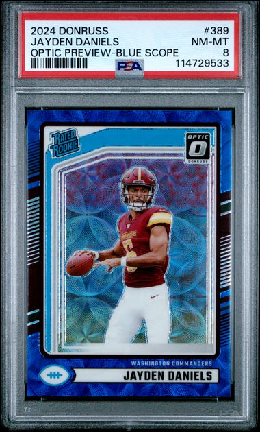 2024 Panini Donruss Jayden Daniels #389 (Optic Preview-Blue Scope) Nm-Mt 8 front