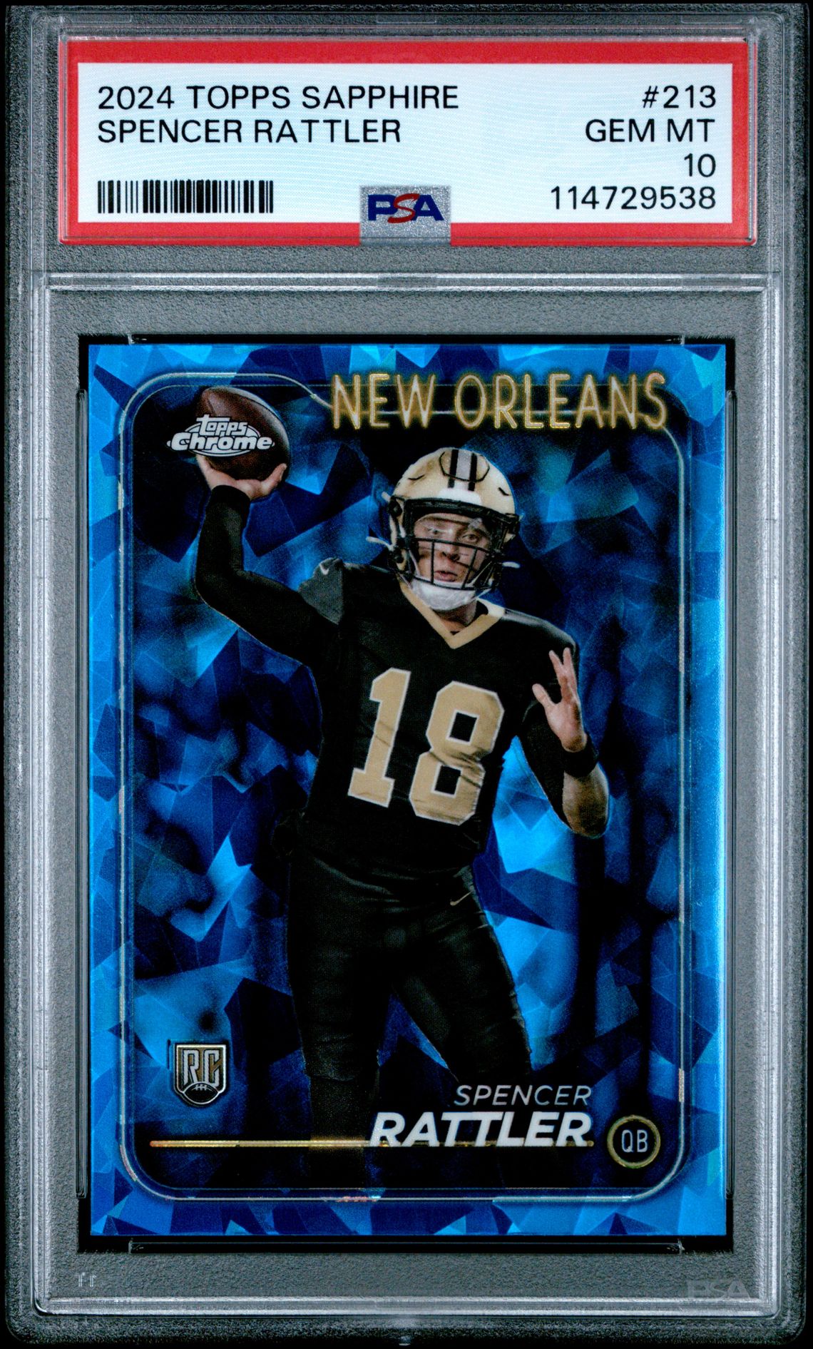 2024 Topps Chrome Sapphire Spencer Rattler #213 Gem Mt 10 front