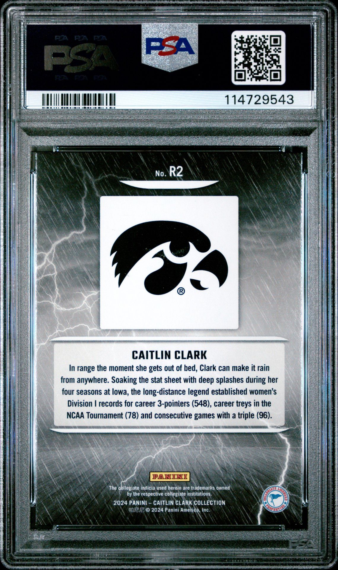 2024 Panini Caitlin Clark Collection Reigning 3'S Caitlin Clark #R2 (Reigning 3'S-Pointed Stars) Mint 9 back