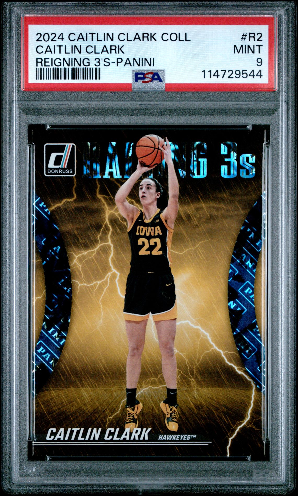 2024 Panini Caitlin Clark Collection Reigning 3'S Caitlin Clark #R2 (Reigning 3'S-Panini) Mint 9 front