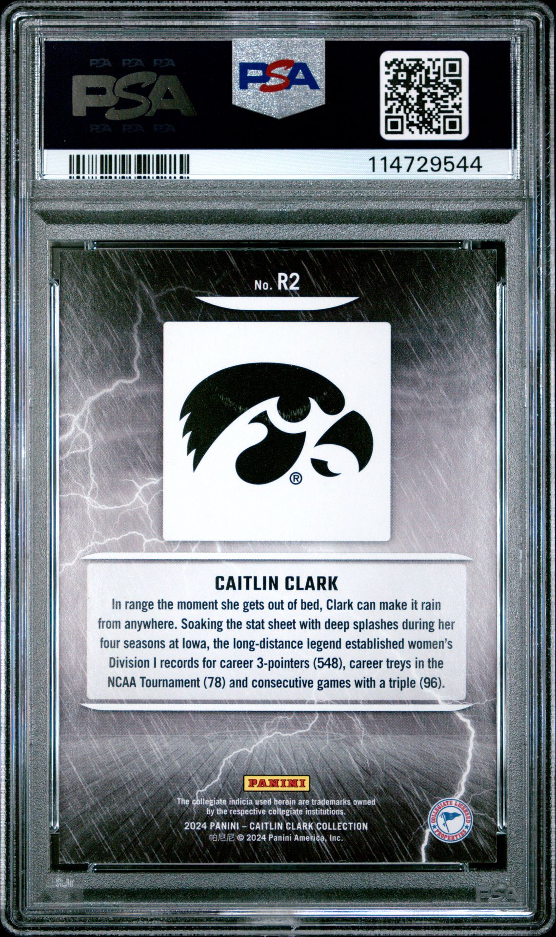 2024 Panini Caitlin Clark Collection Reigning 3'S Caitlin Clark #R2 (Reigning 3'S-Panini) Mint 9 back