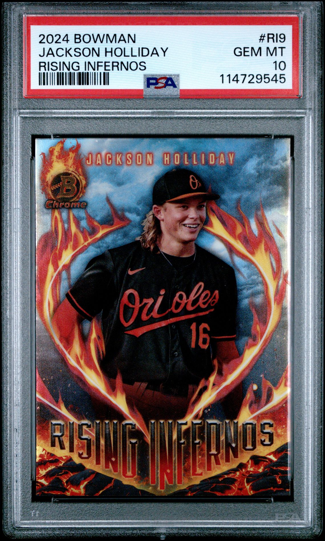 2024 Bowman Rising Infernos Jackson Holliday #Ri9 Gem Mt 10 front