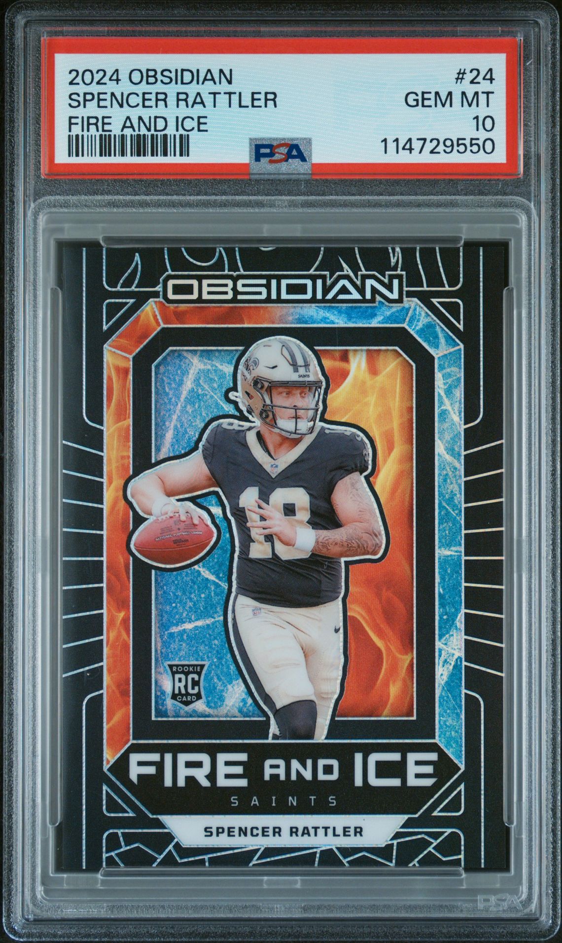 2024 Panini Obsidian Fire And Ice Spencer Rattler #24 Gem Mt 10 front