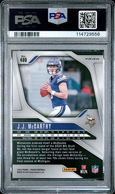 2024 Panini Prizm Jj Mccarthy #400 (Lazer Prizm) Gem Mt 10 back