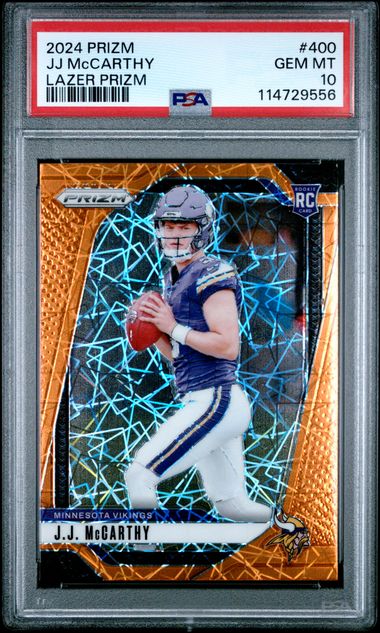 2024 Panini Prizm Jj Mccarthy #400 (Lazer Prizm) Gem Mt 10 front