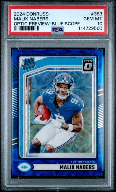 2024 Panini Donruss Malik Nabers #383 (Optic Preview-Blue Scope) Gem Mt 10 front