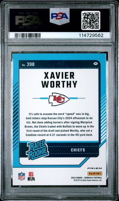 2024 Panini Donruss Xavier Worthy #398 (Optic Preview-Pink) Gem Mt 10 back