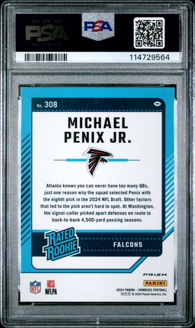 2024 Panini Donruss Michael Penix Jr. #308 (Optic Preview-Pink) Gem Mt 10 back