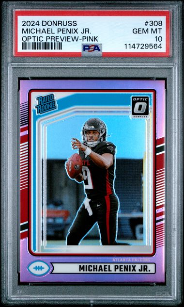 2024 Panini Donruss Michael Penix Jr. #308 (Optic Preview-Pink) Gem Mt 10 front