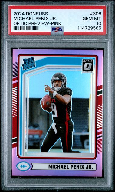 2024 Panini Donruss Michael Penix Jr. #308 (Optic Preview-Pink) Gem Mt 10 front