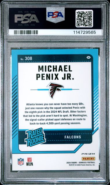 2024 Panini Donruss Michael Penix Jr. #308 (Optic Preview-Pink) Gem Mt 10 back