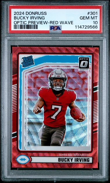 2024 Panini Donruss Bucky Irving #301 (Optic Preview-Red Wave) Gem Mt 10 front