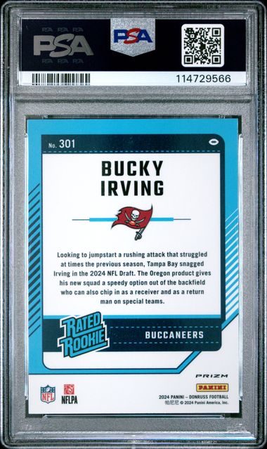 2024 Panini Donruss Bucky Irving #301 (Optic Preview-Red Wave) Gem Mt 10 back