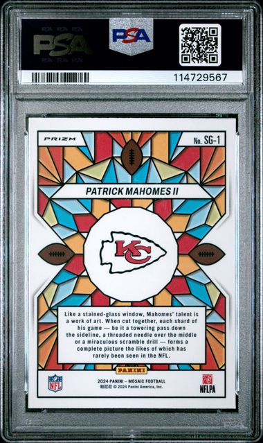 2024 Panini Mosaic Stained Glass Patrick Mahomes Ii #Sg1 Gem Mt 10 back