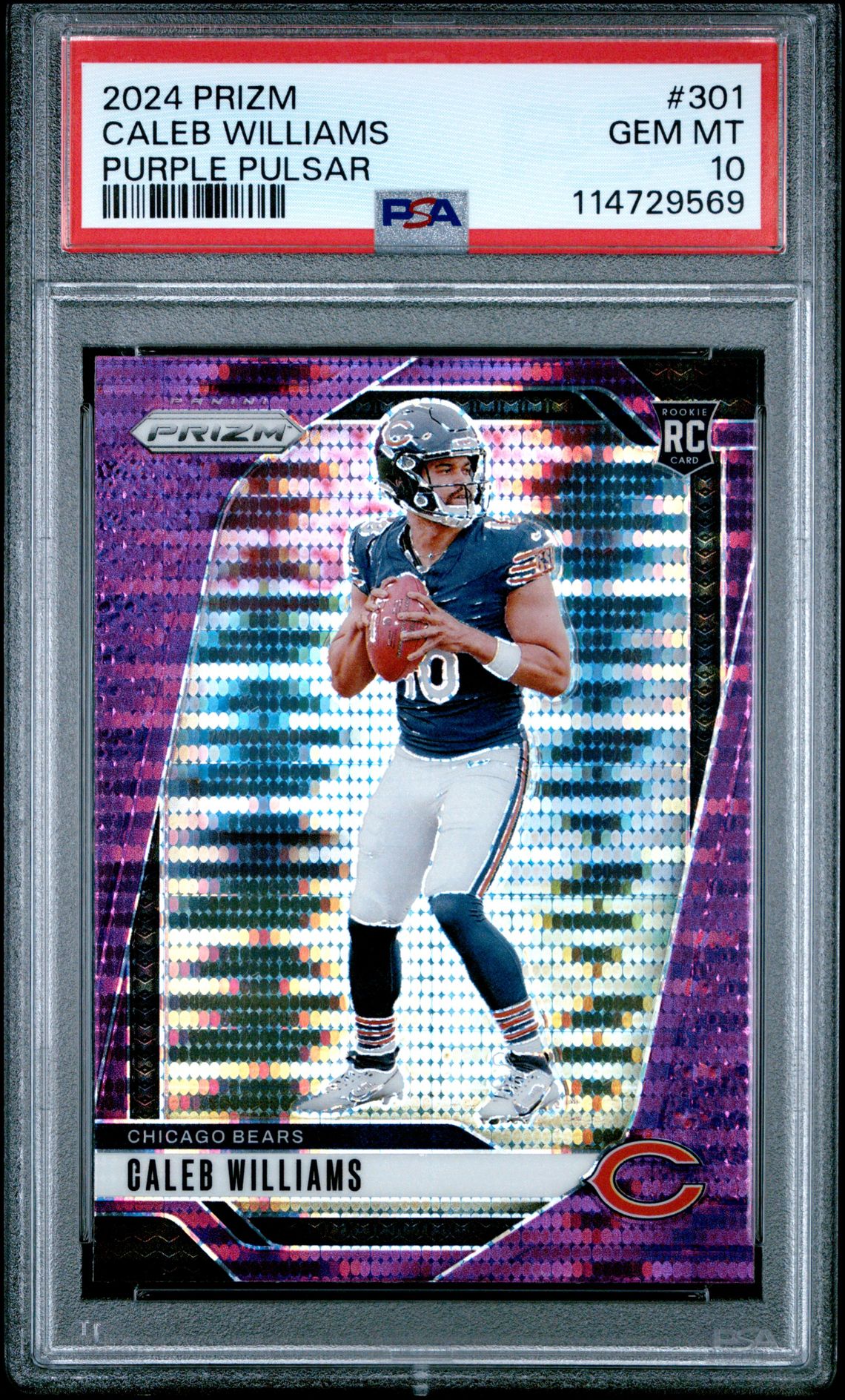 2024 Panini Prizm Caleb Williams #301 (Purple Pulsar) Gem Mt 10 front