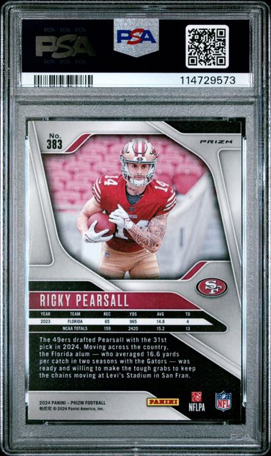 2024 Panini Prizm Ricky Pearsall #383 (Neon Green Pulsar) Mint 9 back