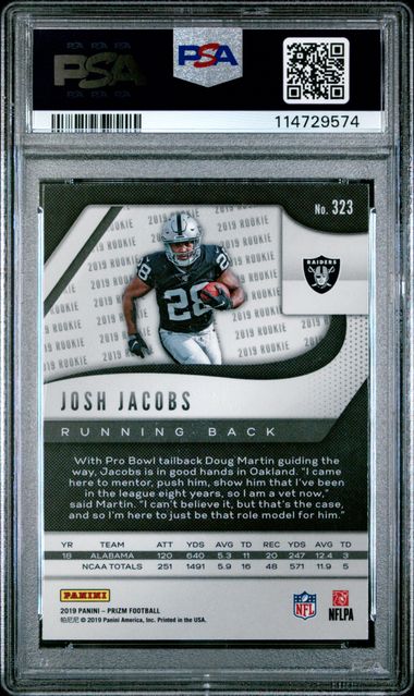 2019 Panini Prizm Josh Jacobs #323 Nm-Mt 8 back