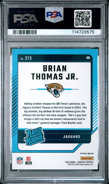 2024 Panini Donruss Brian Thomas Jr. #313 (Optic Preview-Pink) Mint 9 back