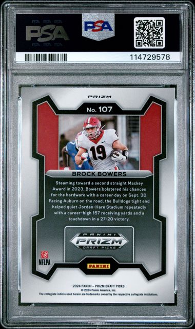 2024 Panini Prizm Draft Picks Brock Bowers #107 (Red Ice) Mint 9 back