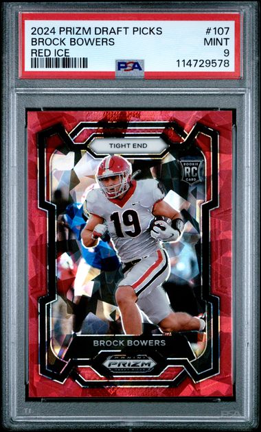 2024 Panini Prizm Draft Picks Brock Bowers #107 (Red Ice) Mint 9 front