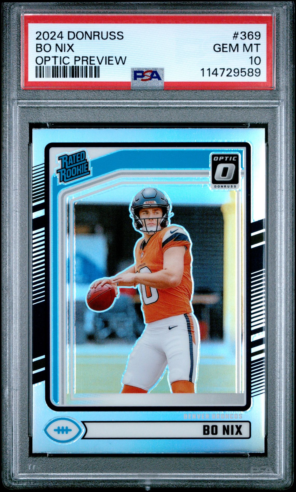 2024 Panini Donruss Bo Nix #369 (Optic Preview) Gem Mt 10 front