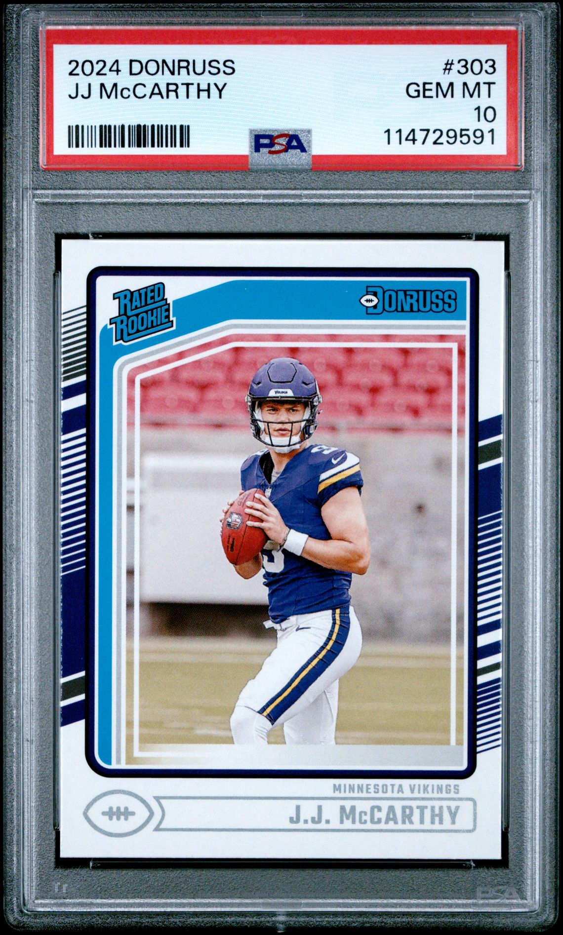 2024 Panini Donruss Jj Mccarthy #303 Gem Mt 10 front