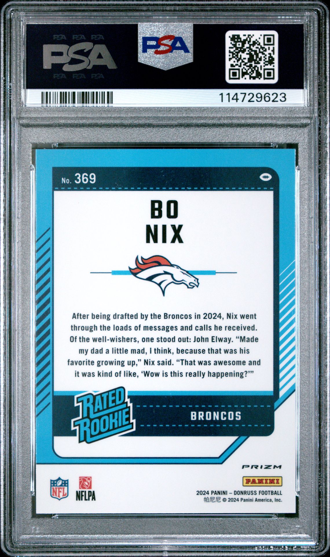 2024 Panini Donruss Bo Nix #369 (Optic Preview-Red Wave) Gem Mt 10 back