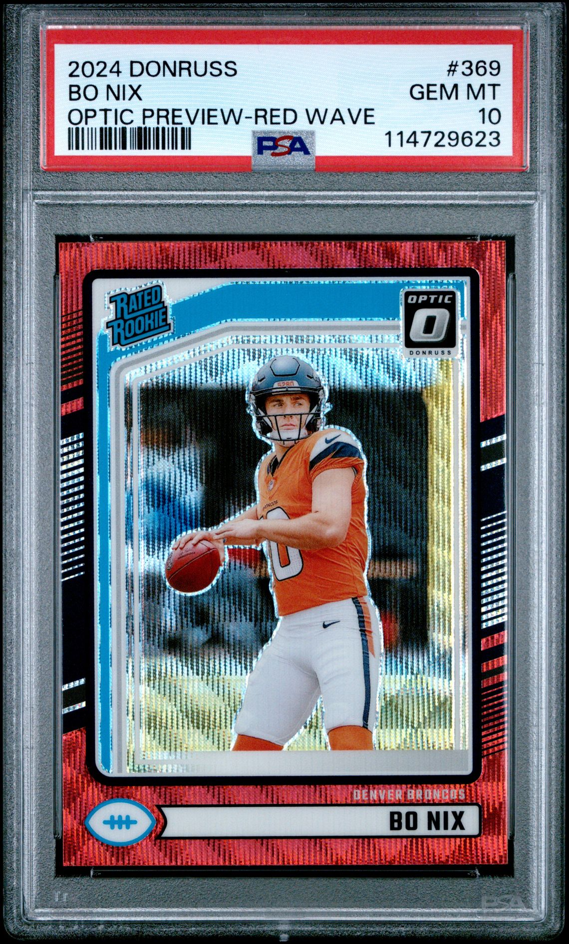 2024 Panini Donruss Bo Nix #369 (Optic Preview-Red Wave) Gem Mt 10 front