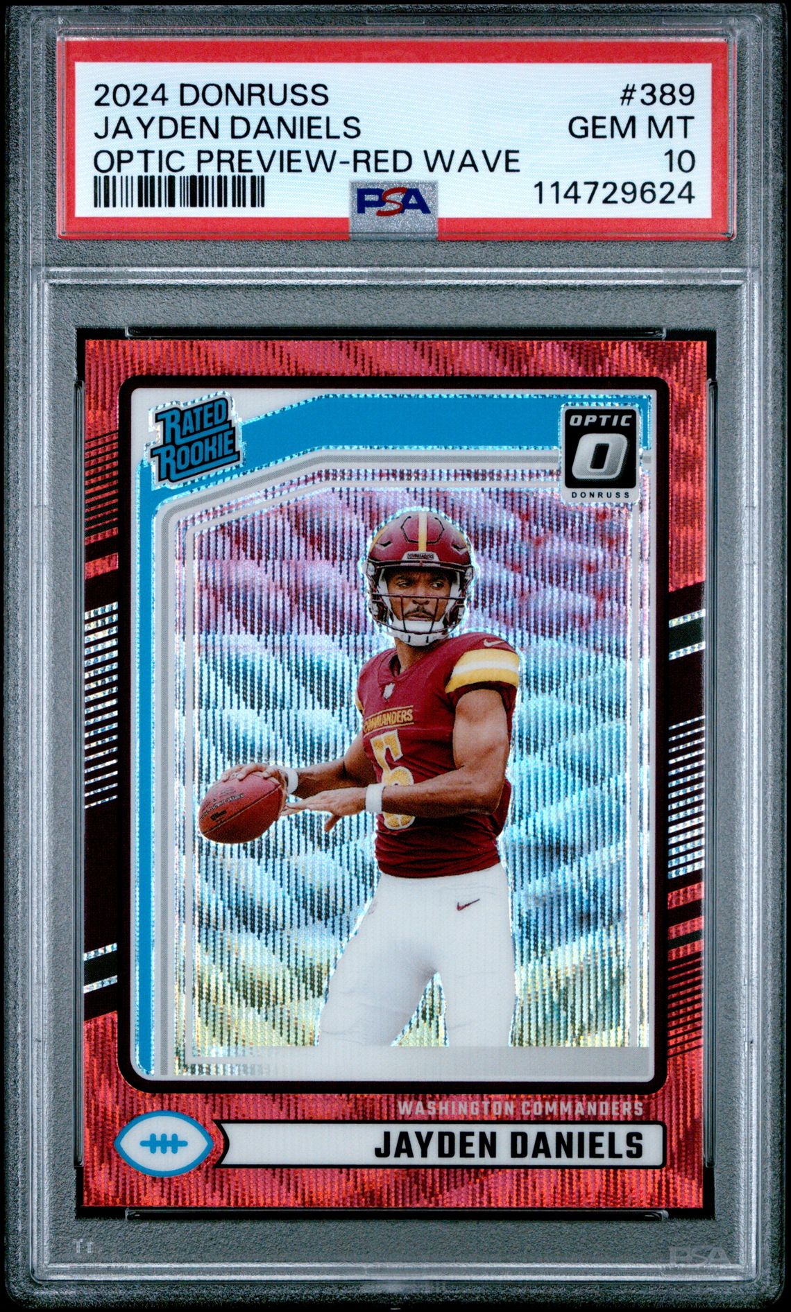 2024 Panini Donruss Jayden Daniels #389 (Optic Preview-Red Wave) Gem Mt 10 front