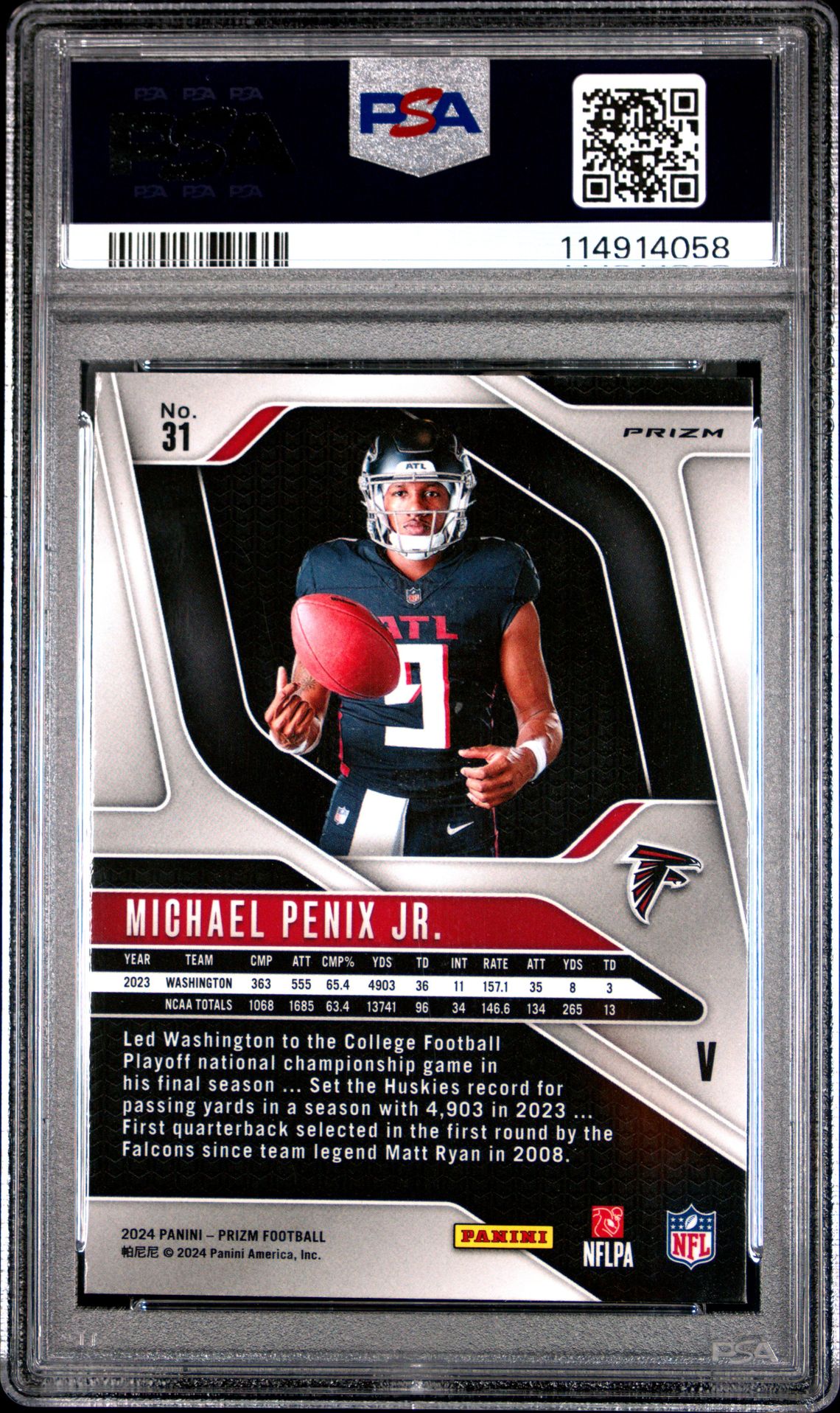 2024 Panini Prizm Rookie Variation Michael Penix Jr. #31 Mint 9 back