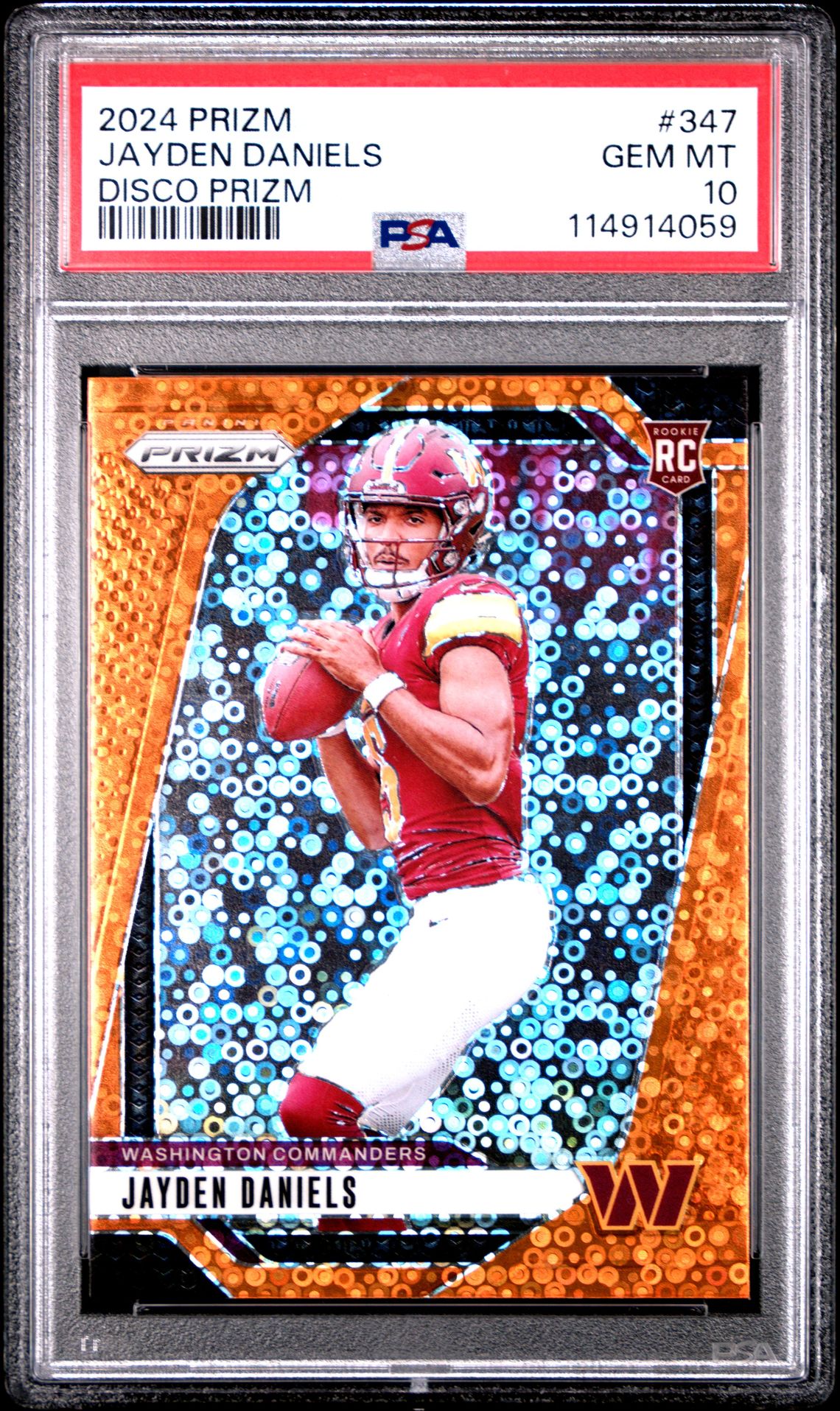 2024 Panini Prizm Jayden Daniels #347 (Disco Prizm) Gem Mt 10 front