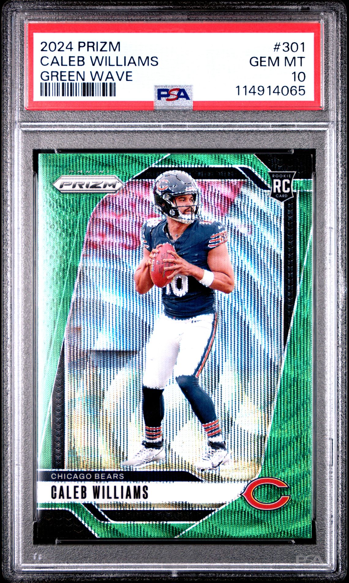 2024 Panini Prizm Caleb Williams #301 (Green Wave) Gem Mt 10 front
