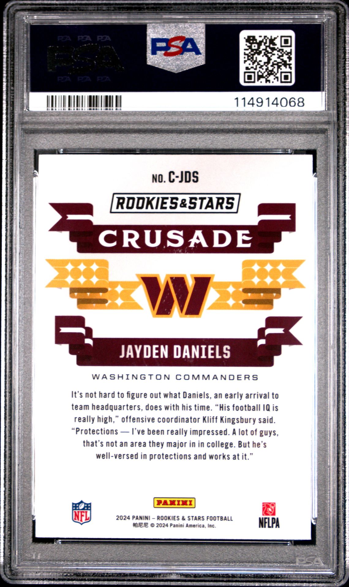 2024 Panini Rookies & Stars Crusade Jayden Daniels #Cjds (Crusade-Red Plaid) Mint 9 back