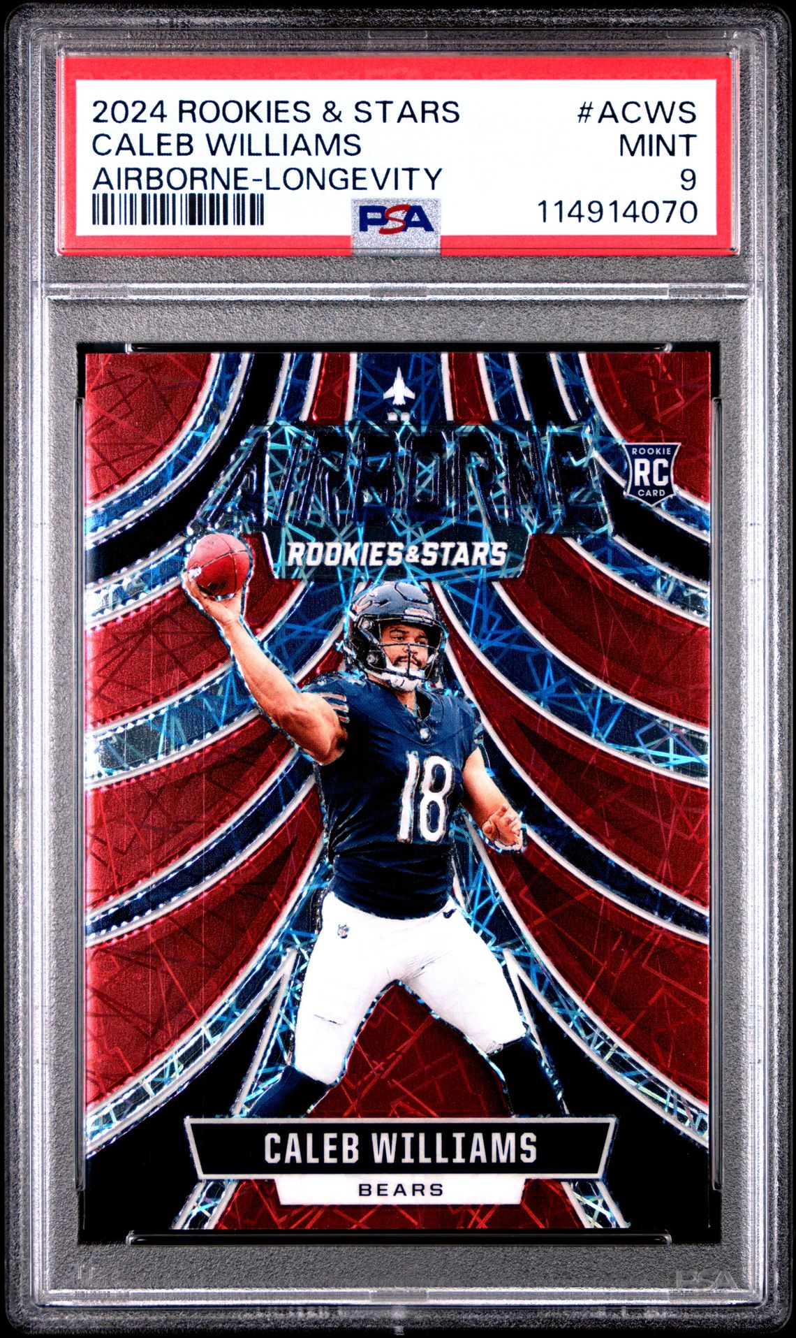 2024 Panini Rookies & Stars Airborne Caleb Williams #Acws (Airborne-Longevity) Mint 9 front