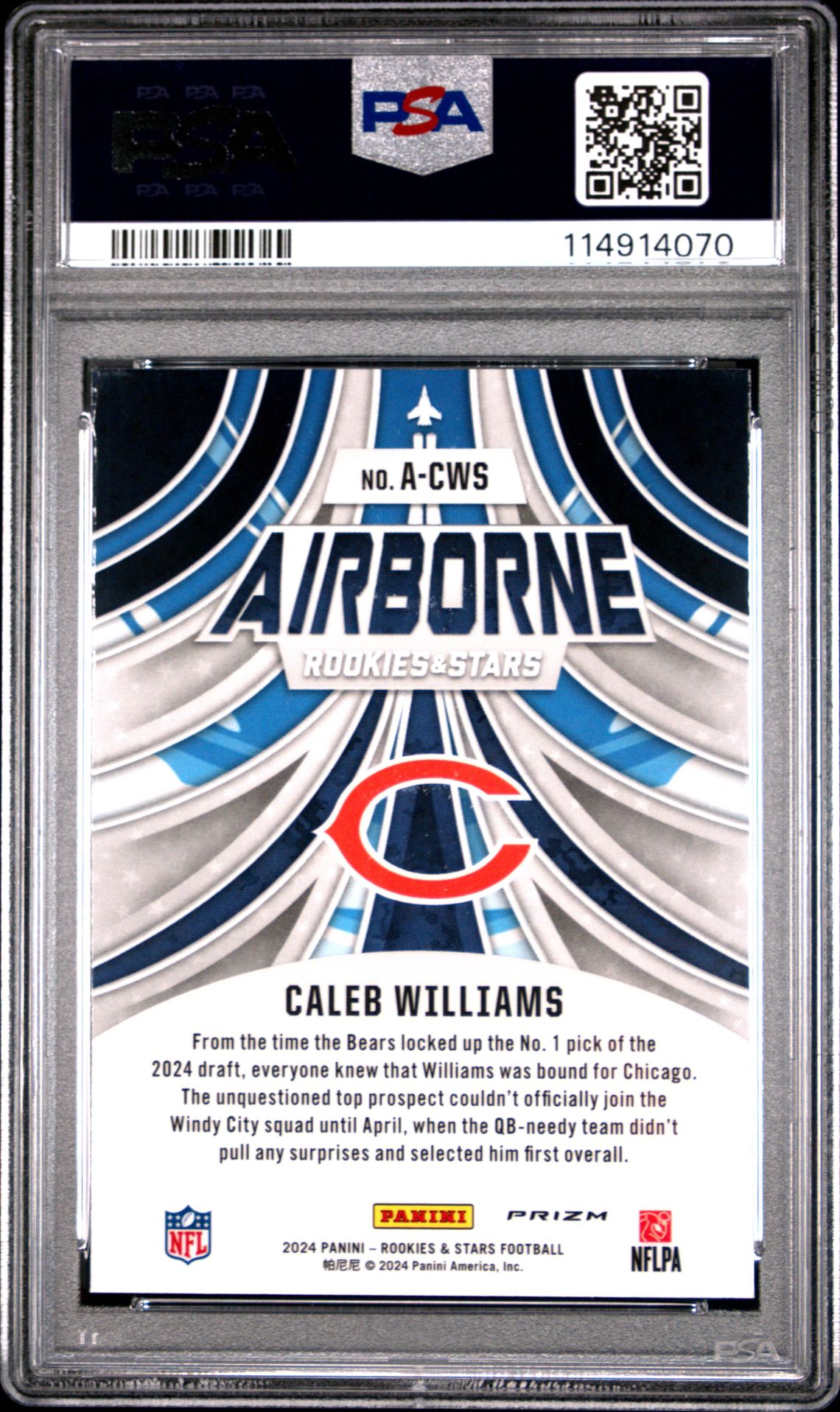 2024 Panini Rookies & Stars Airborne Caleb Williams #Acws (Airborne-Longevity) Mint 9 back