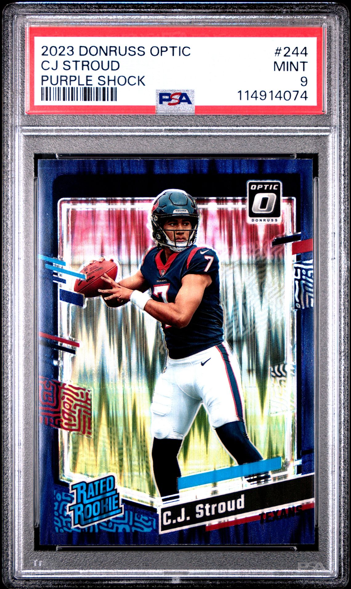 2023 Panini Donruss Optic Cj Stroud #244 (Purple Shock) Mint 9 front