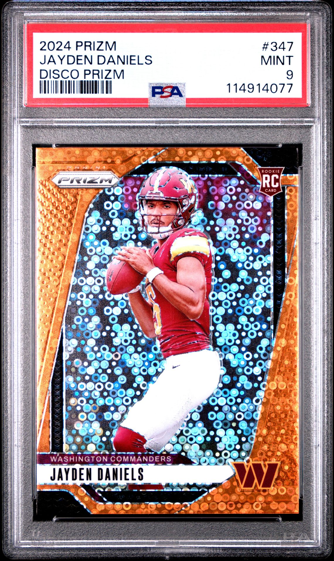 2024 Panini Prizm Jayden Daniels #347 (Disco Prizm) Mint 9 front
