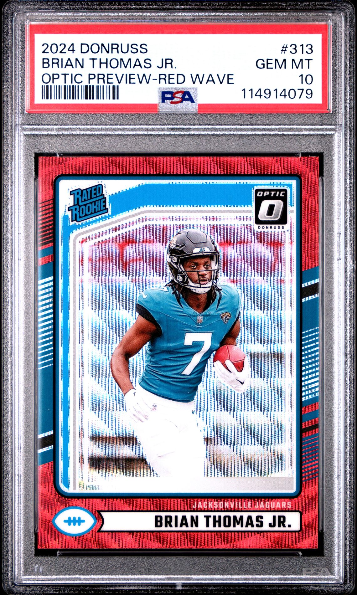 2024 Panini Donruss Brian Thomas Jr. #313 (Optic Preview-Red Wave) Gem Mt 10 front